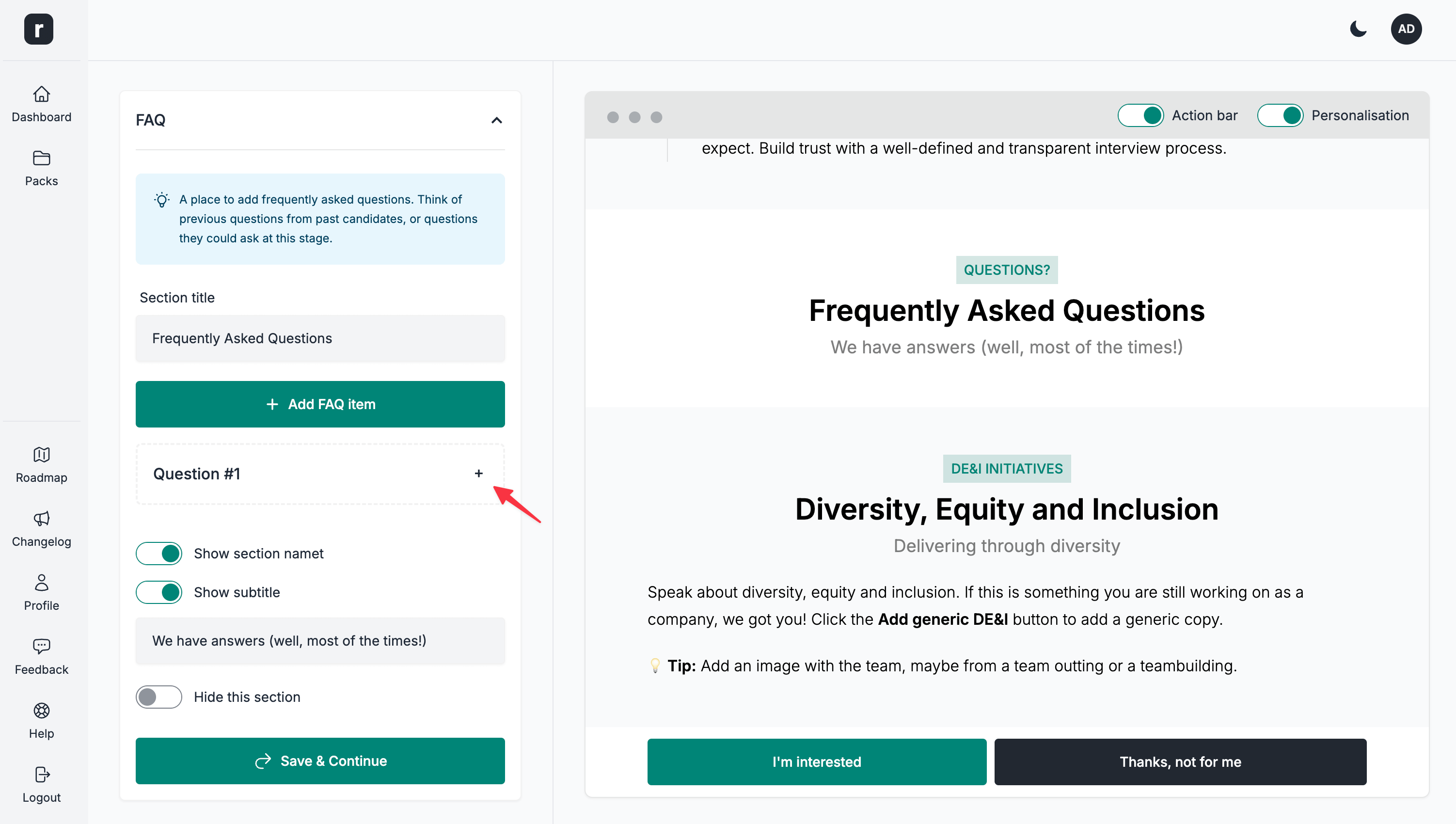 Expand newly created FAQ item